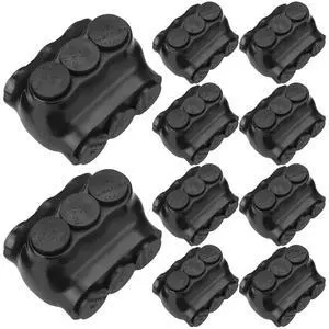 10 Pack 3 Port Insulated Wire Connectors Black Multi Aluminum Inline Splice Tap Connector Pre-lled Oxide Inhibitor Dual Sided Entry for Residential Wiring Applications, Ul Listed (2/0-6 AWG)