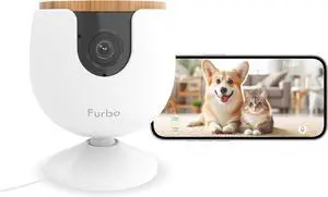 Mini Pet Camera: Security Cam w/Barking/Meowing Alerts, Cat or Dog Tracking w/Phone App, Smart Home Indoor Monitoring, 2-Way Speaker. No Subscription Needed. Standard See, Talk & Toss Features