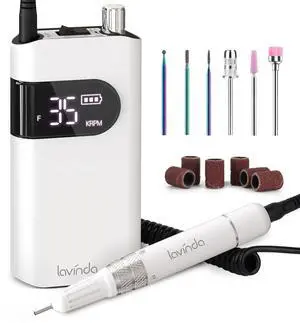 Professional Nail Drill Machine, 35000RPM Electric Nail le Cordless Rechargeable Nail Ele for Acrylic Gel Nails, Manicure Pedicure Polishing Shape Tools for Salon Home Use-White
