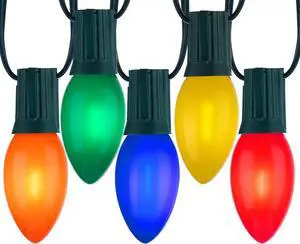 Vintage C9 LED Christmas Lights Outdoor, 100 Feet C9 String Lights with 100 Shatterproof C9 Bulbs, Waterproof Connectable Commercial Christmas Tree Lights for Outside Roofline Patio r, Multicolor