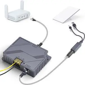 Starlink Mini Poe Injector, 150W 2 in 1 GigE Passive & ESD Protection Star Link 12v Conversion Kit with StarLink DC&RJ45 Adapter Splitter DC 9-36V/150W for Starlink Mini Dishy