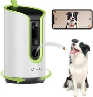 5MP Ultra HD Pet Camera - Dog Camera with Treat Dispenser, Remote Treat Tossing via Phone App, 360° Auto Tracking & Motion Alerts, 5G&2.4G Wi for Cats Indoor, Green