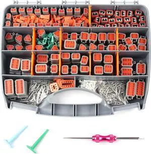 Deutsch Connectors Kit 635PCS - 2/3/4/6/8/12 Pin DT Connectors with Removal Tool, Size 16 Solid Terminal Contacts - 14-18 AWG for Automotive Application
