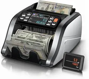 N60 Money Counter Machine Mixed Denominations, Cash Counter with 3.5 HD Dual TFT Display, UV/MG/IR/DD Counterfeit Detection, Printer-Ready Bill Counting Machine for Business, Upgraded Version