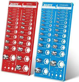62 Nut and Bolt Thread Cher Standard and Metric, Bolt Size and Thread Gauge with 25 SAE & 25 Metric & 12 Drill Bit Gauge,Bolt and Nut Identifier Gauge for Nut Bolt Size Finder in Narrow Tricky Area