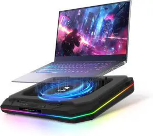 Saviortop Gaming Laptop Cooling Pad  High-Speed 3500 RPM Laptop Cooler with Turbo Fan, RGB Cooling Stand for 10-19 Inch Laptops, Touch Control, USB-C Hub, Adjustae Height, Quiet Cooling Fan