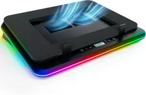 Turbofrost Gaming Laptop Cooling Pad - 4 Powerful Turbo Fans - 4 x 4000 RPM, Dynamic RGB, 4-Ports USB, Laptop Cooler 2 Power Modes USB-C/DC, Sealed Foam for Fast Cooling - Up to 17in - ack