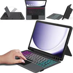 for Galaxy Tab A9+ 11 inch Case with Keyboard - Rainbow Backlit Detachae Taet Keyboard Cover with Touchpad - Auto Wake-up/Sleep Keyboard Case with Pen Holder for Galaxy Tab A9 Plus 5G 2023