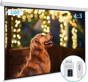 Motorized Projector Screen with Remote Control, No Wrinkles, Witt Dents, HD Screen, for Home Theater Office Classroom TV Usage (100in 4:3)