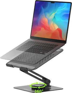 Laptop Stand for Desk - with 360 Swivel Base, Rotating Laptop Riser for Desk, Adjustae Couter Stand for Laptops, Ergonomic Riser Holder Foldae, Portae MacBook Pro Air (10-16") - ack