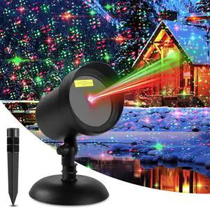 Chrias Motion Laser Projector Lights Outdoor for Holiday Decorative Lighting Show, as Seen on TV Xmas Light Landscape for se Garden, Red & Green Stars Dots Dynamic Keeping Moving Change Pattern