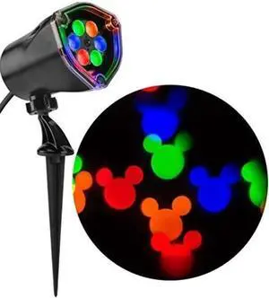Miy Mouse Disney Fantastic Flurry Multi-function Red, Green, ue ,Yellow LED Multi-dgn Chrias Outdoor Stake Light Projector