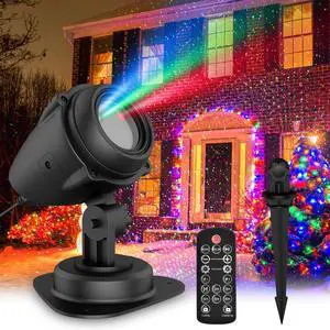 Chrias Projector Lights Outdoor, RGB Red Green ue Firefly Laser Light Projector, IP65 Waterproof Holiday Landscape Lighting for Yard se Garden, Moving Galaxy Star Show Chrias Decorations