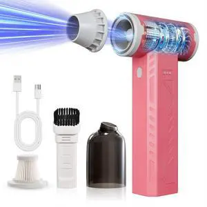Coressed Air Duster 480000RPM Electric Air Duster Variae Speed 580G 4 Gear Adjustae Rechargeae Cordless Jet Dry ower Turbo Fan Dryer Cleaning Air ower Mini Car Vacuum Cleaner Rose Pink