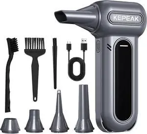 Electric Coressed Air Duster, 130000RPM Cordless Rechargeae Air Duster with Brushless Motor, 4 Gear Adjustae Dust ower for Couter, Keyboard, Home & Outdoor