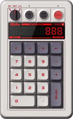 8bitdo Retro 18 Mechanical Nuad, 2-in-1 PC and Calculator, uetooth/2.4G/Wired for Windows and Android - N Edition