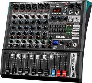 Audio Mixer, TKLS Professional 8 Channel DJ Mixer Board with 99-Bit DSP, Sound Board Mixing Console 7-Band EQ Output, USB Audio Interface, uetooth 48V Phantom Power For Karaoke Studio Streaming