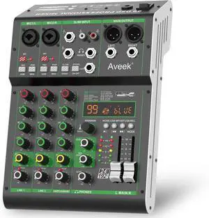 Audio Mixer,Professional Sound Board Mixing Console with USB Drive/uetooth/Couter/4 Channel Stereo Input DJ Mixer,48V Phantom Digital 99 DSP Effect for PC Recording Karaoke Studio Streaming