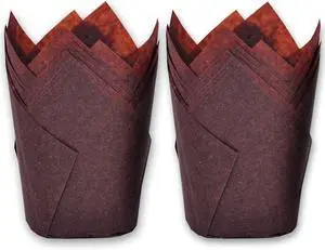 500 pcs Large size Brown Tulip Baking Cups 2-1/4"(Base diameter) x 4"(Wall height) Greaseproof paper baking cupcake Muffin liners
