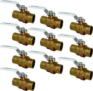 [10-Pack]  3/4-Inch Sweat (CxC) Heavy Duty Brass Ball Valve, Full Port, 600 WOG, LF Certified Safe (3BC075-10P)