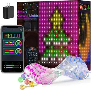 Curtain Lights,Smart LED Color Changing Wall Lights with APP&Remote,Dynamic DIY String Lights for Halloween Chrias,Kids Bedroom Living Room Decor,IP65 Waterproof,5.25x5.25ft