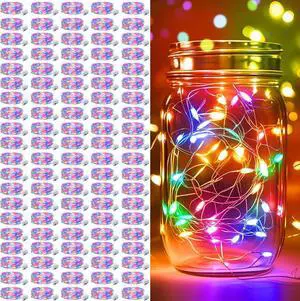 100 Pack Multicolor Battery Operated String Lights - 7ft Waterproof Fairy Lights with 20 LEDs for Home, Mason Jar, Party, Wedding, Halloween, Chrias Decorations