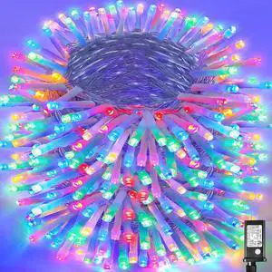 800 LED String Lights Indoor Outdoor, 262FT Chrias String Lights for Outside 8 Modes Clear Wire, Plug in Twinkle Fairy Lights for Bedroom Party Garden Chrias Tree Decorations, Multicolor