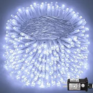 800 LED White Chrias Lights Outdoor 262ft White Chrias String Lights Clear Wire 8 Modes Plug in Twinkle Fairy Lights for Bedroom Wedding Chrias Tree Decorations