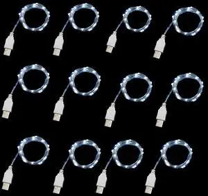 2m 20 LEDs Fairy String Lights, USB Powered String Light for Desk Office Chrias Tree Party Decoration (White, 12)