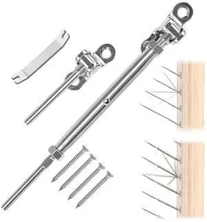 40 Pairs 1/8" Cae Railing Hardware Kit Swage Toggle Turnbuckle for Wood Post T316 Stainless Steel Deck Cae Railing System Angle 180° Adjustae Stairs 80 Pack CK07