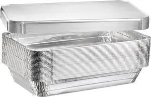 Full Size Deep Steam Aluminum Table Pans - Disposable to go Foil Pans for Chafing, Baking, Storing and Catering Containers (21 x 13 x 3) (10, With Lids)