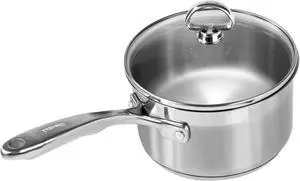 Induction 21 Steel Sauce Pan with Glass Tempered Lid (2-Quart)