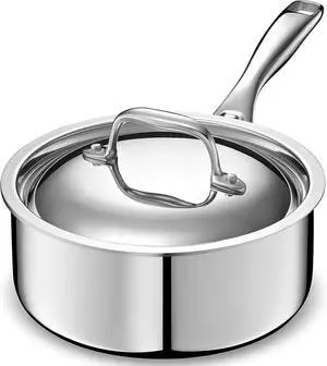 5-Ply Stainless Steel 2-Quart Sauce Pan with Lid - Induction Compatible, Oven Safe 800°F - Non-Toxic, No Coatings - Even Heating, Won't Warp - Built to Last Generations