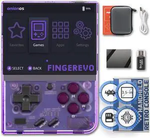 Miyoo Mini Plus OnionOS Handheld Game Console 3.5-inch 640*480 Screen 3000mAh Miyoo-mini+ with Portable Case Transparent Purple