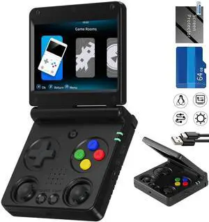 Flip Retro Handheld Game Console Retro Gaming Console with 64G Preloaded 5532 Games,3300 mAh Battey, Portable Clamshell Games Consoles Supports 5G WiFi Bluetooth HDMI 30+ Simulators