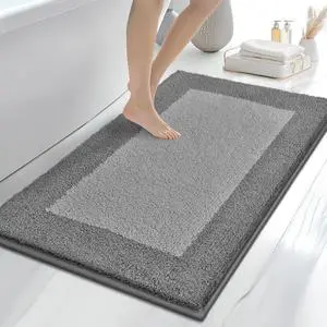 Bathroom Rugs 30" x 46", Non-Slip Extra Soft Absorbent Bath Rugs, Machine Washable Quick Dry Bath Mats for Bathroom Floor, Shower, Bathtub and Sink, Grey & Dark Grey