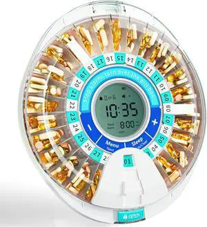 Automatic Pill Dispenser for Elderly, Electronic Monthly Pill Organizer with Alarm & Light, 28 Day Smart Lock Medication Dispenser, Timed Pill Dispenser Machine for Prescriptions & Vitamins