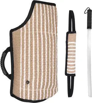 Professional Dog Bite Training Set 3 in 1 Dog Bite Sleeve Arm + Whip Agitation Stick for Dogs Training Protection for Biting + Dog Bite Pillow Tug Toy, Interactive K9 Pitbull German Shepherd Puppy