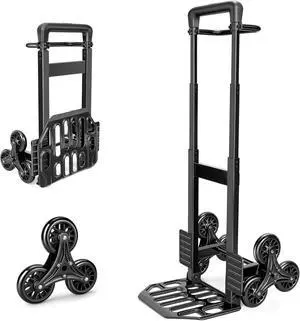 Folding Stair Climbing Dolly, 460lbs Heavy Duty Stair Climbing Cart with Telescoping Handle, 100% Thickened Upgraded Steel Dolly Cart with Wheels for Stairs, Height 49.2 inch, Easy to Fold