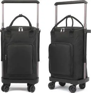 2 in 1 Shopping Cart | Foldable Grocery Cart with All-Terrain Wheels & 90lbs Capacity | Hand Truck for Supermarket, Laundry, Storage | Ideal for Housewives, Seniors, Office Workers (Black -03)