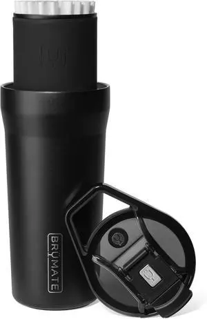 Pour Over 20oz Insulated Travel Coffee Mug | 2-in1 Travel Coffee Maker with 100% Leak Proof Lid | Insulated Coffee Tumbler | Travel & Camping | Comes with Filter Dripper (Matte Black)