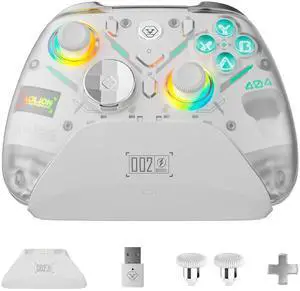 Wireless Gaming Controller for Switch 2/PC/Android/iOS  Hall Effect Joysticks & Triple-Mode Triggers, Mechanical Buttons, Macro Back Buttons, RGB Lighting, with Charging Dock, 1000Hz Report Rate
