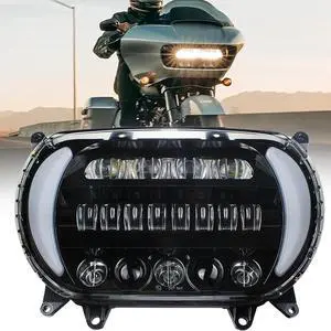 Headlight LED Road Glide Motorcycle, Daytime Running Side Lights for 2015 2016 2017 2018 2019 2020 2021 2022 2023 Headlamp Replacement accessories(Black)