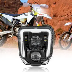 Dirt Bike Headlight 3200LM LED Motocross Headlight with DRL Fit For Husqvarna 2017-2023 FE250 FE350 FE450 FE501 FE501S FE701SM TE150 TE250i TE300i TX125 FC250 Pit Bike Enduro Motorcycle Black