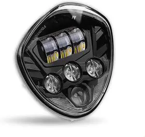 Motorcycle Headlight Assembly Compatible with Victory Cross Country/Hammer 8 Ball/High-Ball/Magnum 2008-2017, 60W High Low Beam Bright White Black Bezel Head Lights Motorbike