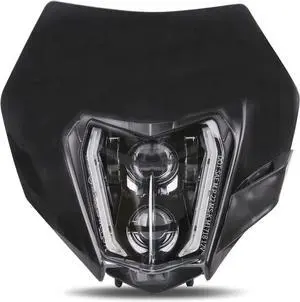 LED Motorcycle Headlight Dirt Bike DRL Headlamp with Bezel Compatible With Motocross Pit Bike Enduro ATV Supermoto 150 250 350 450 500 SX XCW EXC SXF XC SMC R 690