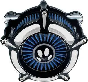 Air Filter Intake Motorcycle Turbine Cleaner Kit Cnc Cut Chrome for Harley Touring Street Glide 2008 - 2016 Softail 2016 - 2017 Fitment - C (Blue)