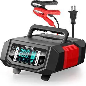 1-20A Battery Charger, Trickle Charger Car Battery Charger 12V 24V LiFePO4 Lead Acid Smart Battery Maintainer with Adjustable Current for Car Truck Lawn Mower Boat Marine