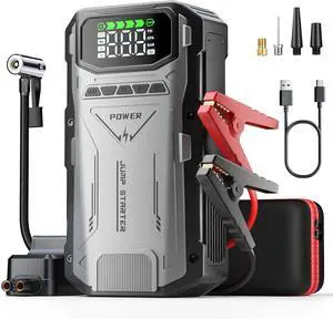 Jump Starter with Air Compressor, 4000A Jump Box Car Battery Charger, Portable Jumper Starter Power Pack (8.0L Gas/6.5L Diesel),Rodeside Emergency Kit for Vehicle/Motorcycle Combo Tire Inflator