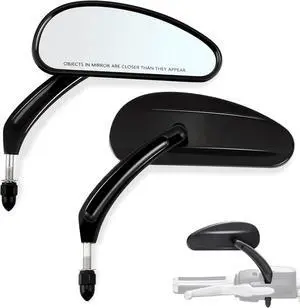 Handlebar Mount Mirrors,Teardrop Motorcycle Rearview mirrors for 1982-2025 Harley Models,for CVO Dyna Touring Electra Glide Road Glide Road King Softail Street Glide Sportster 1200 883,Black
